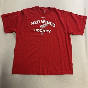 Reebok Detroit Red Wings T-Shirt Men's Size 2XL Red Short Sleeve NHL Hockey Tee